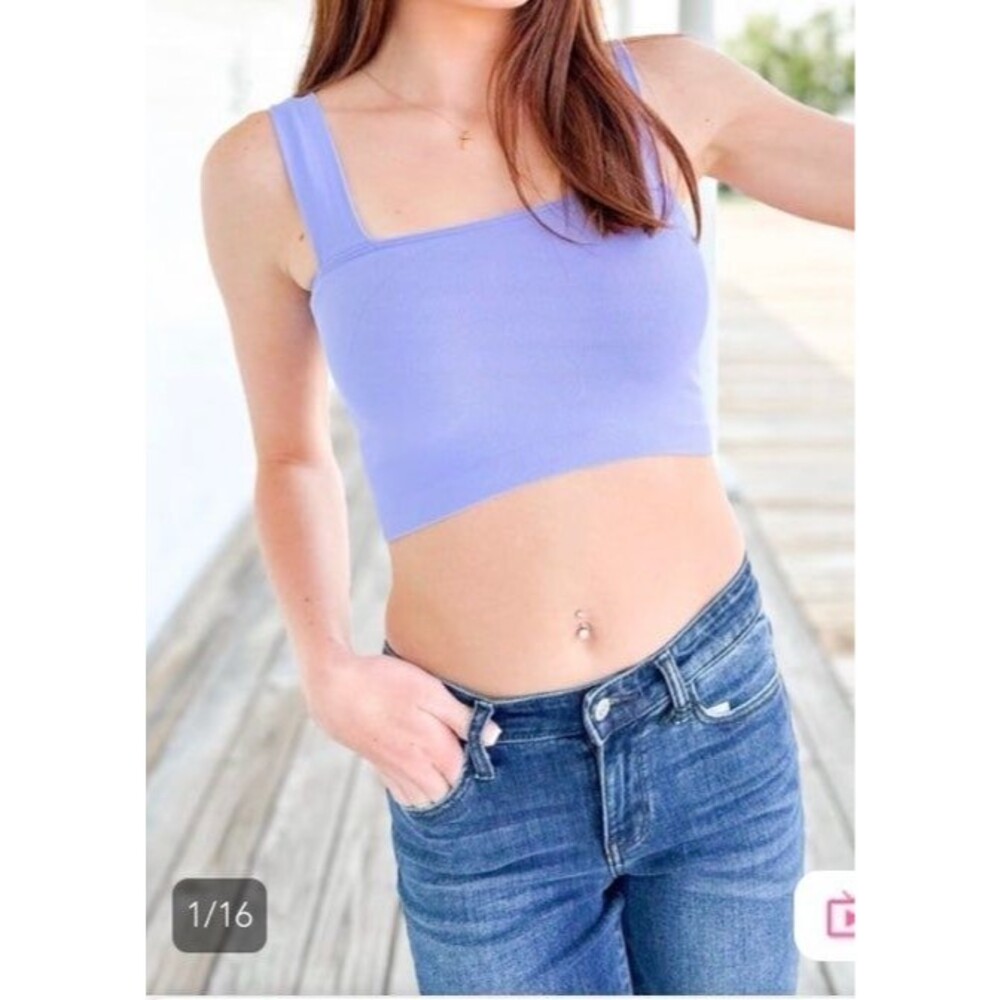 BLUE GREY By together tank top wide strap crop top womens crop tank NEW Bralette
